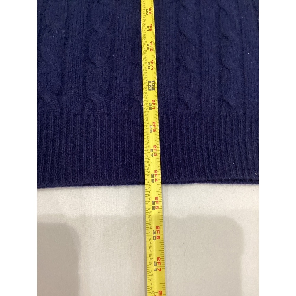 Polo Ralph Lauren Mens Blue Cable Knit 1/4 Zip Cashmere Sweater XXL Heritage - Picture 5 of 12